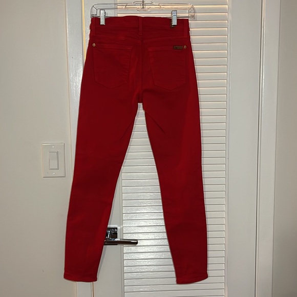 7 For All Mankind High Waist Ankle Skinny Jeans Red - Sz 27 - Picture 2 of 3